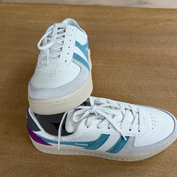 Gola GrandSlam Trident Sneakers. White Ocean/Ash - Picture 9 of 13
